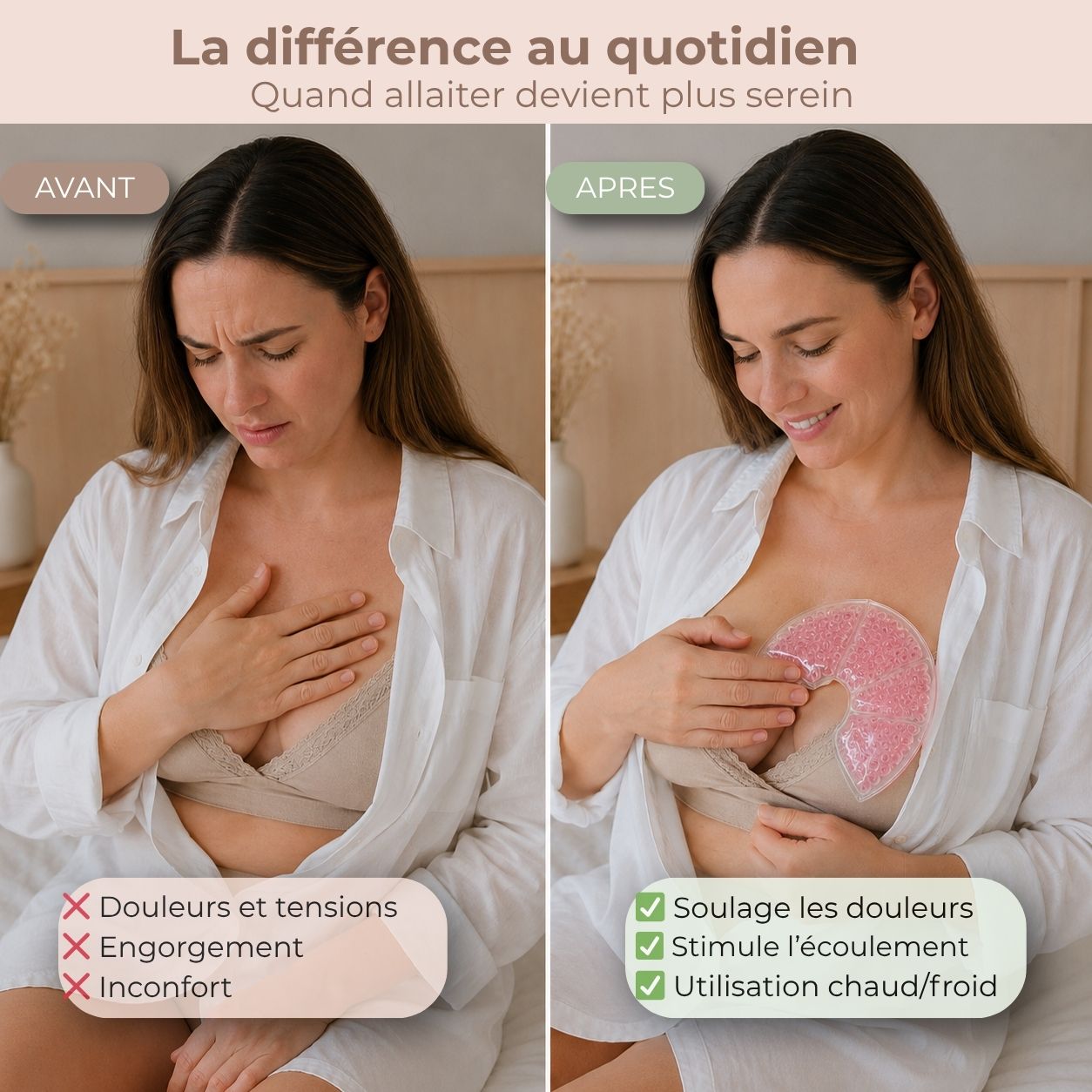 Coussin chaud/froid Isanoa™ – Soulagement naturel pour mamans allaitantes